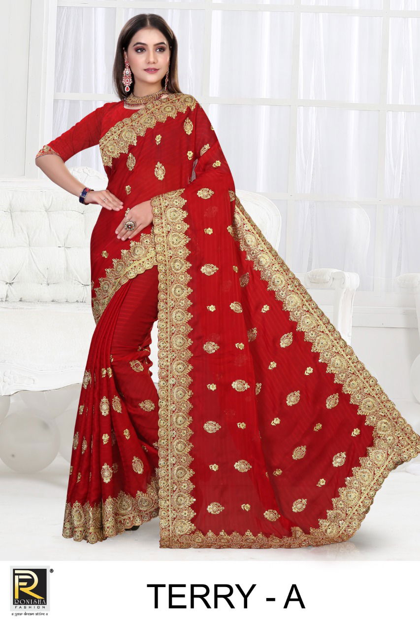 Ronisha Terry New Exclusive Wear Designer Fancy Georgette Saree Collection